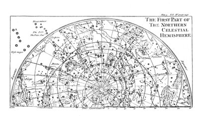 First part of the star chart of the Northern Celestial Hemisphere showing constellations by Unbekannt