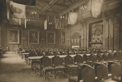 Flag-Hung Great Hall in Which the Powerful Company of Grocers Holds Its Banquets by Unbekannt