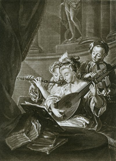 Flute, violin and chitarrone George Frederick Handel as a young musician in Hamburg, eighteenth century by Unbekannt