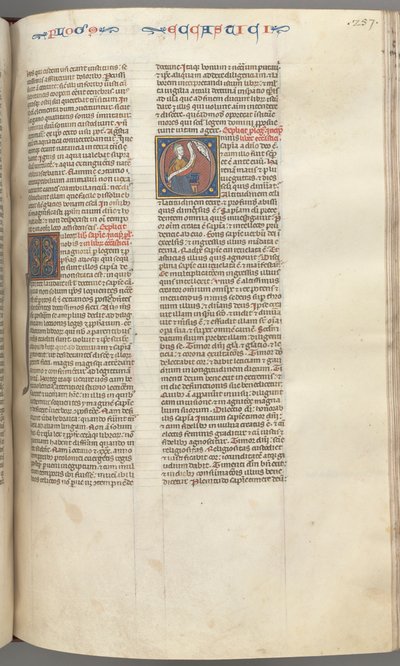 Fol. 257r, Ecclesiasticus, historiated initial O, Sirach seated with a scroll, bust of God above by Unbekannt