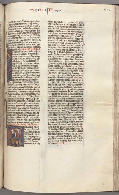 Fol. 353r, Joel, historiated initial V, Joel seated with a scroll, bust of God above by Unbekannt