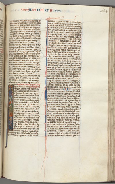 Haggai, Historiated Initial I, Haggai with a Scroll Standing on a Hybrid, c1275-1300 by Unbekannt