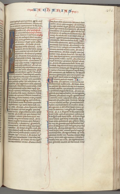 Fol. 365r, Zachariah, Historiated Initial I, Zachariah Standing with a Scroll, c. 1275-1300 by Unbekannt