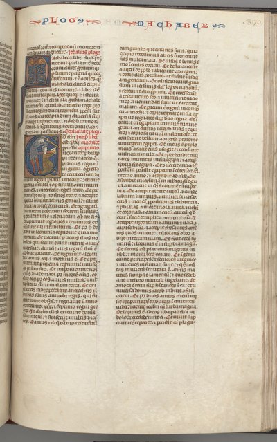 Maccabees I, historiated initial E, Mathathias Slaying the Idolatrous Jew, fol. 370r by Unbekannt