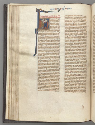 Deuteronomy, Historiated Initial H, Moses with Horns and Scroll Preaching by Unbekannt