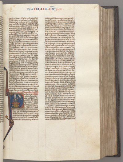 Fol. 86r, Judges, historiated initial R, Judah seated with a book talking to God, c. 1275-1300 by Unbekannt