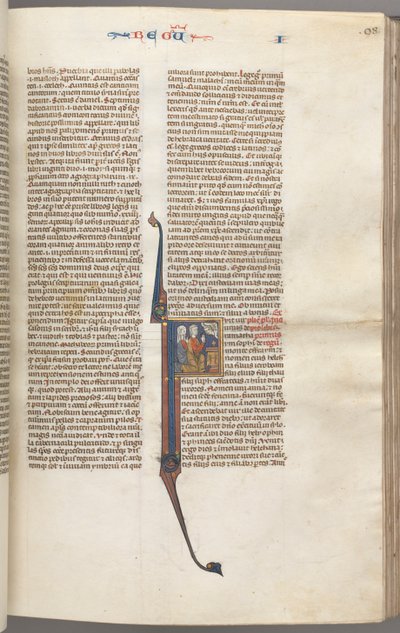 Kings I, Historiated Initial F, Elkanah and Hannah Kneeling Before an Altar, c. 1275-13 (detail) by Unbekannt