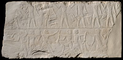 Fragment of a Tomb Wall Depicting Offering Bearers and Butchers, Egypt, Old Kingdom by Unbekannt
