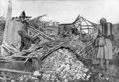 French Troops Using Flamethrowers to Flush Out Germans from Their Shelters, Cantigny, France by Unbekannt