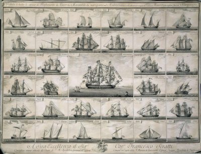 Engraving of War and Merchant Ships that Sailed in the Mediterranean by Unbekannt