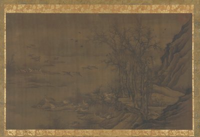 Geese at Dawn on a Misty River by Unbekannt