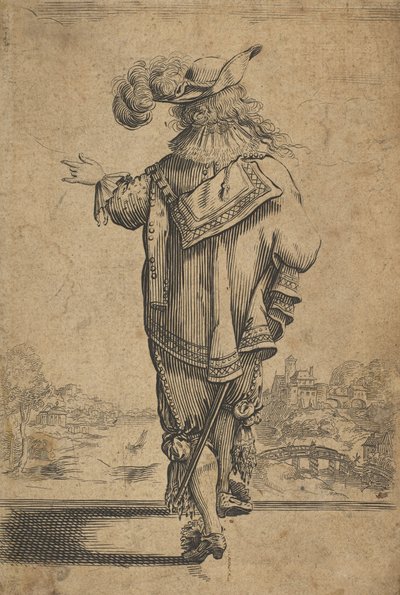 Gentleman Seen from the Back Indicating a Landscape by Unbekannt