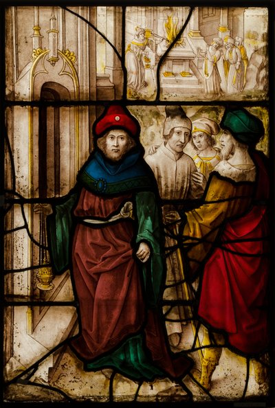 Glass Panel with Profanation of Jerusalem and the Sacred Rites of The Temple, German or South Netherlandish by Unbekannt
