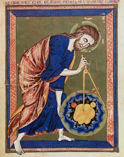 God, the Divine Architect. Illumination from Bible moralisée, Codex Vindobonensis 2554, c.1250 by Unbekannt