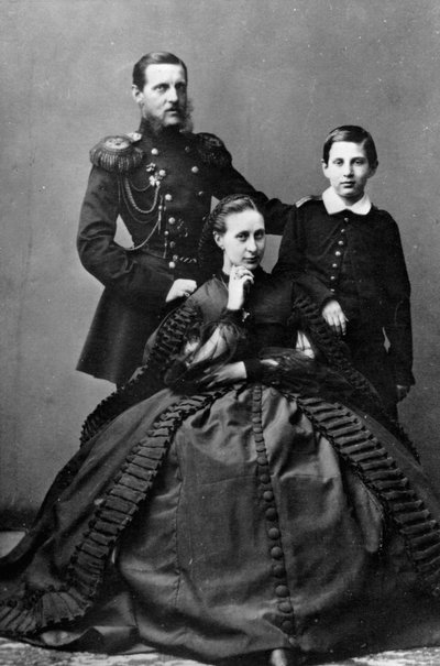 Grand Duke Konstantin Nikolayevich of Russia with his wife and one of their sons, 1860 by Unbekannt