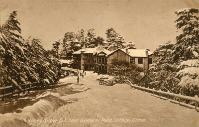 Heavy Snowfall near General Post-Office, Simla by Unbekannt