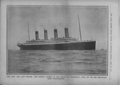 Her First and Last Voyage: the Titanic Passing up the Solent on Wednesday, April 10th, 1912 by Unbekannt
