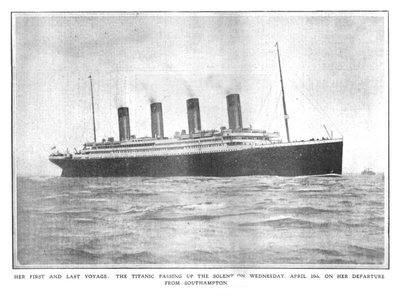 Her First and Last Voyage: the Titanic Passing up the Solent on Wednesday, April 10th, 1912 by Unbekannt