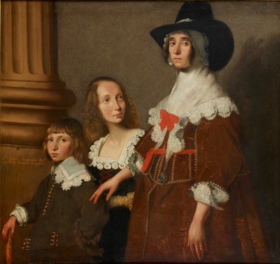 Hester Tradescant and her Stepchildren, John and Frances by Unbekannt
