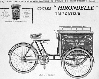 Hirondelle Saint Etienne Delivery Tricycle Advertisement by Unbekannt