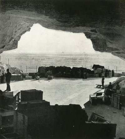 Huge bombproof stores and repair shops were made from the caves, c1942-1943, 1945 by Unbekannt
