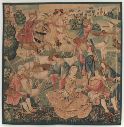 Hunting and Pastoral Scenes, with a wreathed hero between ladies, c. 1510 by Unbekannt