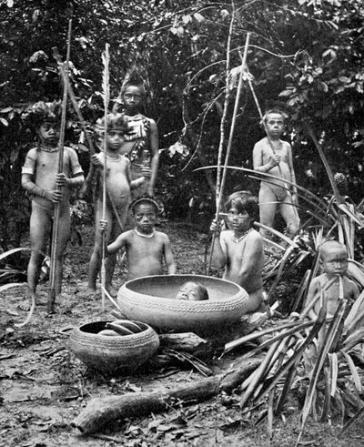 Indians of the Putumayo River with a Decapitated Head, Amazonia by Unbekannt