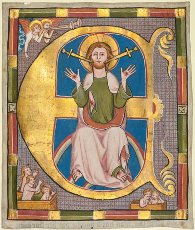Initial E from a Municipal Law Book: The Last Judgment by Unbekannt