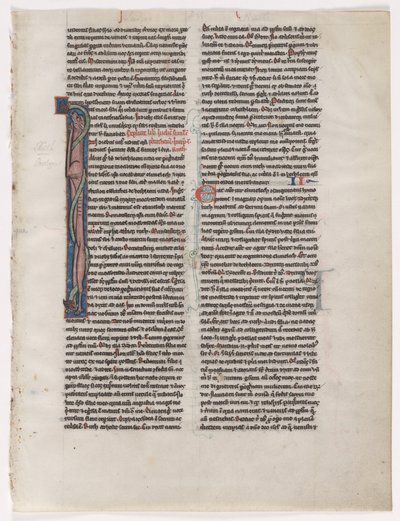 Initial I: Entwined Beast and Serpent: Leaf from a Bible, c. 1225-1250 by Unbekannt