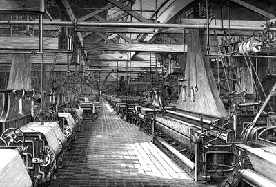 Interior of the Weaving Shed, St Leonards Factory, Dunfermline, c1880 by Unbekannt