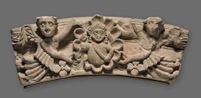 Keystone of an Arch: Female Bust within a Medallion Supported by Angels by Unbekannt