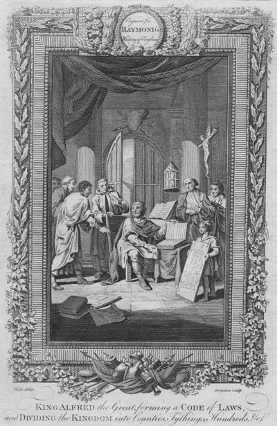 King Alfred the Great, forming a Code of Laws, and Dividing the Kingdom into Counties, c1787 by Unbekannt