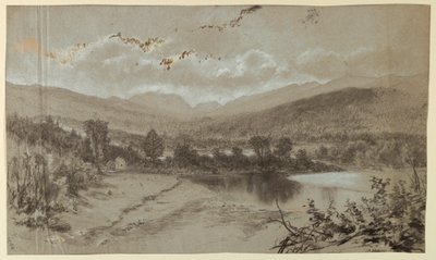 Landscape with Three Buildings by Unbekannt