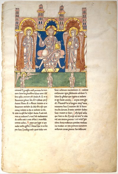 Leaf from a Beatus Manuscript: Christ in Majesty with Angels and the Angel of God, ca. 1180 by Unbekannt