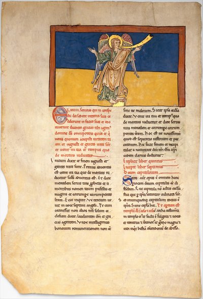 Leaf from a Beatus Manuscript: the Seventh Angel Proclaims the Reign of the Lord, ca. 1180 by Unbekannt