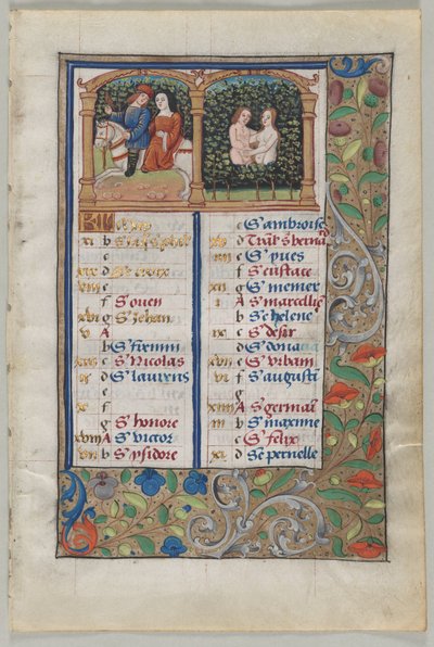 Leaf from a Book of Hours: Calendar Page for May Recto and Calendar Page for June by Unbekannt