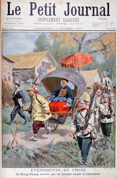 Li Hung-chang escorted by Russian and Japanese troops, China by Unbekannt