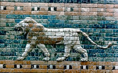 Lion Passant from Wall of the Sacred Way to the Ishtar Gate, Babylon Iraq by Unbekannt