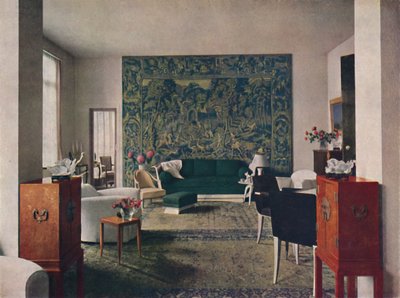 Living-room Designed by Porteneuve & Dominique, the End Wall of Which is Hung with an Old Tapestry by Unbekannt