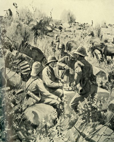 Lord Roberts and Staff at Lunch on the Veldt by Unbekannt