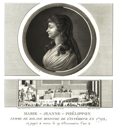 Madame Roland or Marie-Jeanne Phelippon (1754-1793), Girondist, together with her husband Jean-Marie Roland de la Platiere by Unbekannt