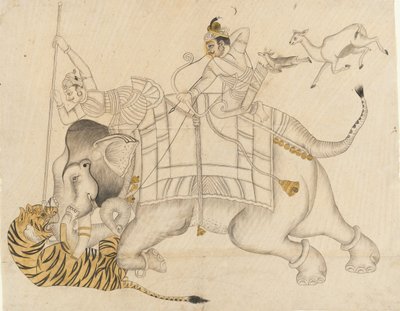 Maharao Shatru Sal II Hunting a Tiger by Unbekannt