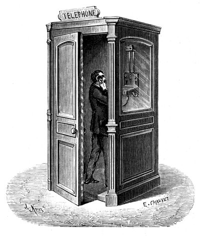 Making a Call from a Telephone Call Box, 1888 by Unbekannt