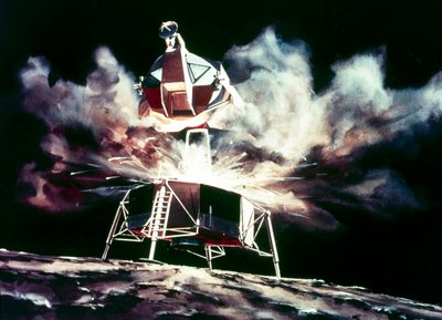 Manned Space Flight, USA, Apollo, General Artist’s impression of the Lunar Module blasting off from the Moon by Unbekannt
