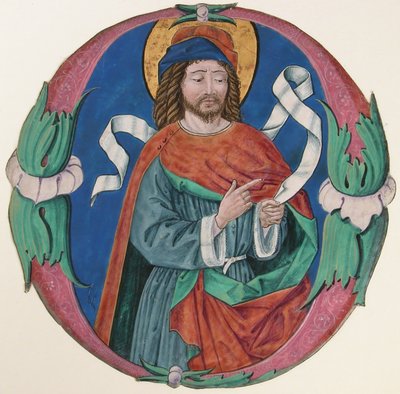 Manuscript Illumination with the Figure of a Saint in an Initial O by Unbekannt