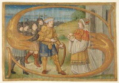 Manuscript Leaf Cutting Probably from a Missal with an Illuminated Initial S by Unbekannt