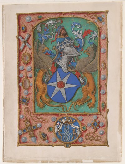 Manuscript Leaf with Coat of Arms, from a Book of Hours by Unbekannt