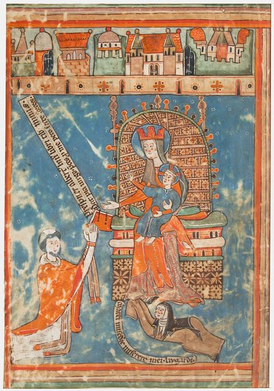 Manuscript Leaf with Dedication of a Book to the Virgin, German, ca. 1400 by Unbekannt