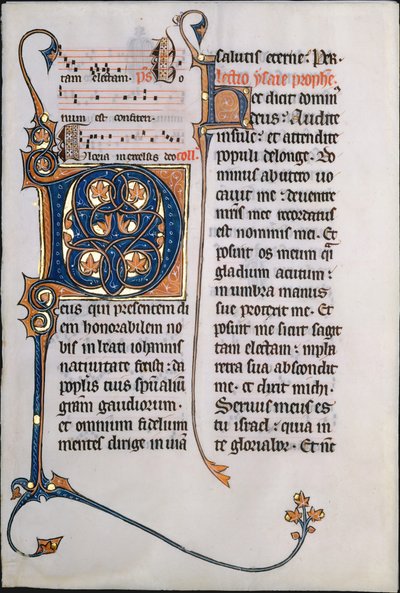 Manuscript Leaf with Initial M, from a Missal, French by Unbekannt