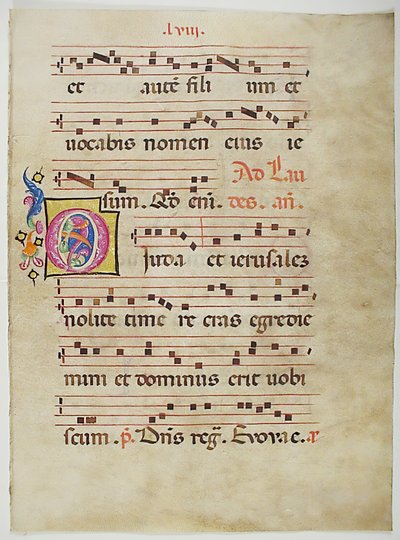 Manuscript Leaf with Initial O, from an Antiphonary, 15th century by Unbekannt
